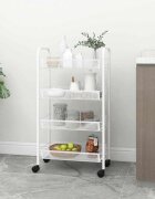 vidaXL Кухненска количка на 4 нива бяла 46x26x85 см желязо
