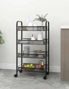 vidaXL Кухненска количка на 4 нива черна 46x26x85 см желязо