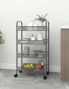 vidaXL Кухненска количка на 4 нива сива 46x26x85 см желязо