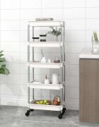 vidaXL Кухненска количка на 5 нива бяла 42x29x128 см желязо и ABS