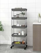 vidaXL Кухненска количка на 5 нива сива 42x29x128 см желязо и ABS