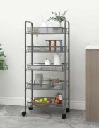 vidaXL Кухненска количка на 5 нива сива 46x26x105 см желязо