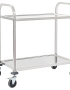vidaXL Кухненска количка с 2 рафта 965x55x90 см неръждаема стомана