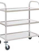 vidaXL Кухненска количка с 3 рафта 965x55x90 см неръждаема стомана
