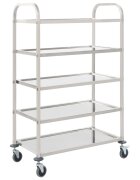 vidaXL Кухненска количка с 5 рафта 107x55x147 см неръждаема стомана