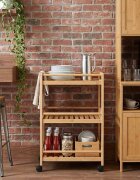 vidaXL Кухненска количка с колела Естествен 46 x 38 x 76 см Бамбук