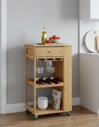 vidaXL Кухненска количка с колела Естествен 475 x 36 x 83 см Бамбук