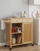 vidaXL Кухненска количка с колела Естествен 905 x 36 x 865 см Бамбук