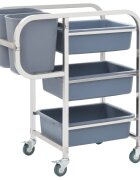 vidaXL Кухненска количка с пластмасови контейнери 82x435x93 см