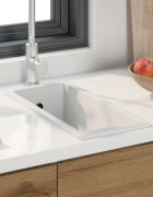 vidaXL Кухненска мивка Бяло 21 x 44 x 14 см Гранит
