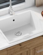 vidaXL Кухненска мивка Бяло 54 x 44 x 20 см Гранит