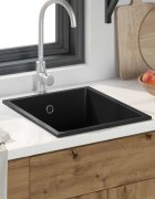 vidaXL Кухненска мивка Черно 38 x 44 x 20 см Гранит