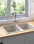 vidaXL Кухненска мивка Кварц и смола 76 x 48 x 30 см Бежово