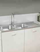 vidaXL Кухненска мивка с две корита сребриста 1200x600x155 мм инокс