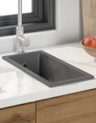 vidaXL Кухненска мивка Сив 21 x 44 x 14 см Гранит