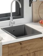 vidaXL Кухненска мивка Сив 38 x 44 x 20 см Гранит