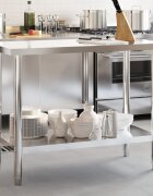 vidaXL Кухненска работна маса 110x55x85 см неръждаема стомана