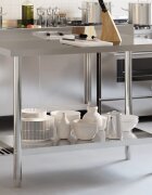 vidaXL Кухненска работна маса с гръб 110x55x93 см неръждаема стомана