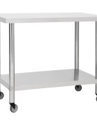 vidaXL Кухненска работна маса с колелца 100x30x85 см инокс