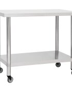 vidaXL Кухненска работна маса с колелца 100x45x85 см инокс