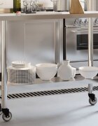 vidaXL Кухненска работна маса с колелца 110x30x85 см инокс