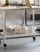 vidaXL Кухненска работна маса с колелца 110x55x85 см инокс