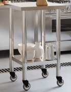 vidaXL Кухненска работна маса с колелца 55x55x85 см неръждаема стомана