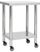 vidaXL Кухненска работна маса с колелца 60x45x85 см неръждаема стомана