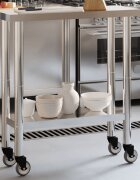 vidaXL Кухненска работна маса с колелца 825x30x85 см инокс