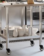 vidaXL Кухненска работна маса с колелца 825x55x85 см инокс