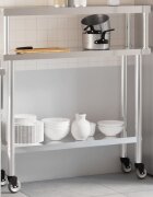 vidaXL Кухненска работна маса с рафт 110x30x120 см неръждаема стомана