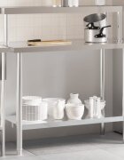 vidaXL Кухненска работна маса с рафт 110x55x120 см неръждаема стомана