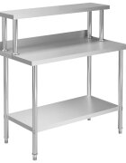 vidaXL Кухненска работна маса с рафт 120x60x120 см неръждаема стомана