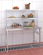 vidaXL Кухненска работна маса с рафт 120x60x145 см неръждаема стомана