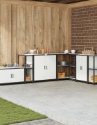 vidaXL Кухненска рафтова единица HATTEM Бяло 30 x 50 x 92 см Стомана