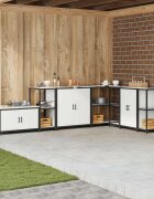 vidaXL Кухненска рафтова единица HATTEM Бяло 40 x 50 x 92 см Стомана