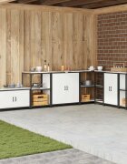 vidaXL Кухненска рафтова единица HATTEM Бяло 60 x 50 x 92 см Стомана