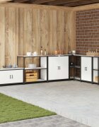 vidaXL Кухненска рафтова единица HATTEM Бяло 90 x 50 x 92 см Стомана