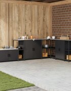vidaXL Кухненска рафтова единица HATTEM Черно 30 x 50 x 92 см Стомана