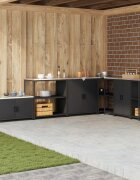 vidaXL Кухненска рафтова единица HATTEM Черно 90 x 50 x 92 см Стомана