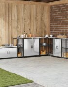 vidaXL Кухненска рафтова единица HATTEM Сребристо 30 x 50 x 92 см