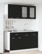 vidaXL Кухненски единица LYON 4 бр. Черен дъб Инженерна дървесина