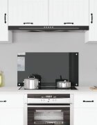 vidaXL Кухненски гръб черен 90x50 см закалено стъкло