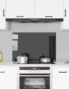 vidaXL Кухненски гръб черен 90x60 см закалено стъкло