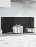 vidaXL Кухненски гръб Черно 100 x 40 cm закалено стъкло
