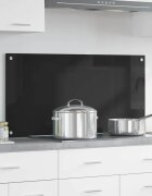 vidaXL Кухненски гръб Черно 100 x 50 cm закалено стъкло