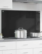 vidaXL Кухненски гръб Черно 100 x 60 cm закалено стъкло