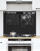 vidaXL Кухненски гръб Черно 80 x 60 cm закалено стъкло
