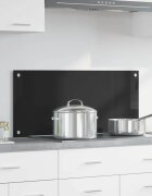 vidaXL Кухненски гръб Черно 90 x 40 cm закалено стъкло