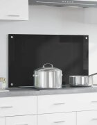 vidaXL Кухненски гръб Черно 90 x 50 cm закалено стъкло